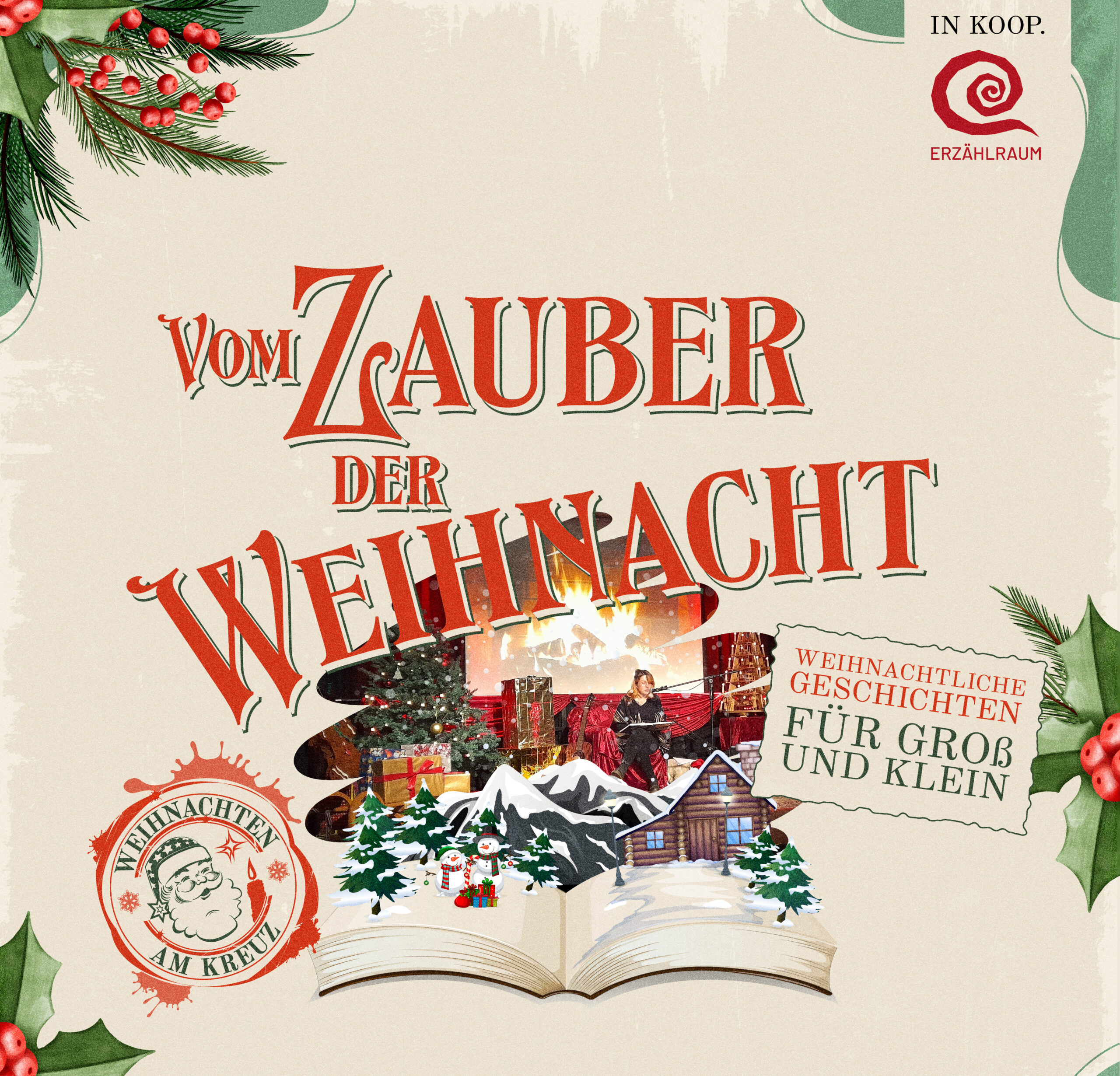 Plakat „Vom Zauber der Weihnacht“ mit weihnachtlichen Geschichten für Groß und Klein in der HALLE 5