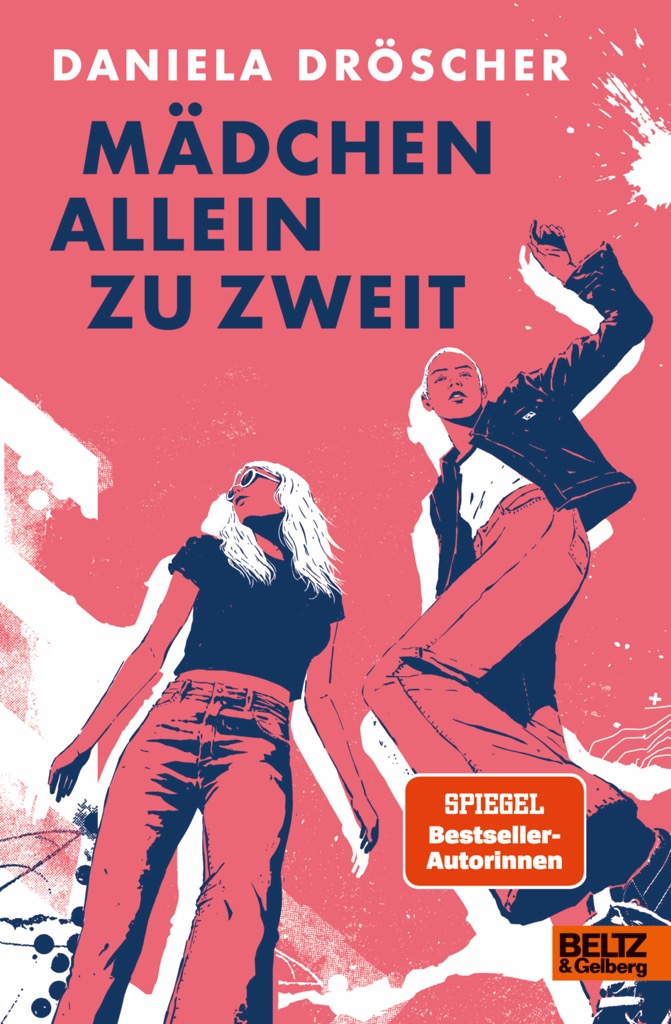 Auf dem rosafarbenen Buchcover „Mädchen allein zu zweit“ von Daniela Dröscher sind zwei junge Frauen abgebildet